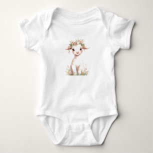 Sweet Baby Lamb Sheep with Flowers Bodysuit