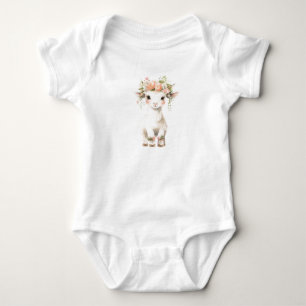 Sweet Baby Lamb Sheep with Flowers Bodysuit