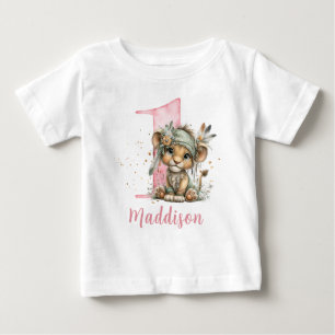 Sweet Baby Lion Girl First Birthday T-Shirt