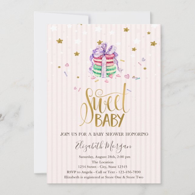 Sweet Baby Macarons Stars  Baby Shower Invitation (Front)