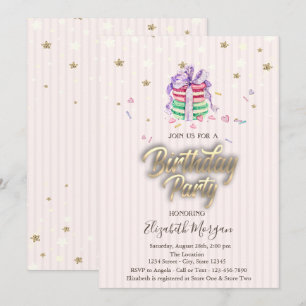 Sweet Baby Macarons Stars  Birthday Party Invitation