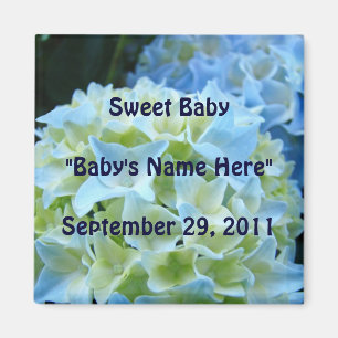 Sweet Baby magnet Baby's name Birthdate Hydrangea