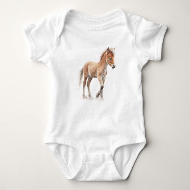 Sweet Baby Newborn Horse Foal Filly Colt  Baby Bodysuit (Front)