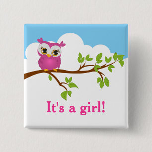 Sweet Baby Owl Baby Shower Button