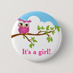 Sweet Baby Owl Baby Shower Button