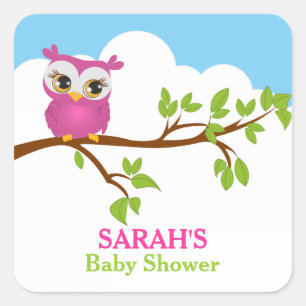 Sweet Baby Owl Baby Shower Sticker