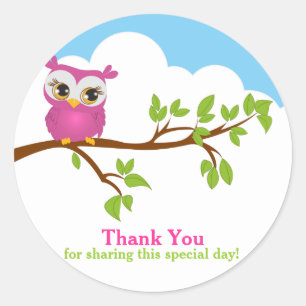 Sweet Baby Owl Baby Shower Thank You Sticker