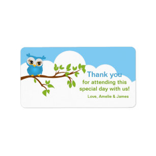Sweet Baby Owl Boy Favour Label