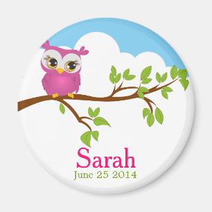 Sweet Baby Owl Girl Baby Shower Magnet