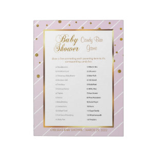 Sweet Baby Pink and Gold Confetti - Candy Bar Notepad