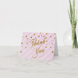 Sweet Baby Pink and Gold Confetti Thank You Card