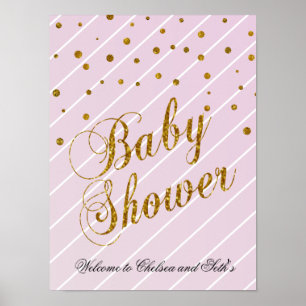 Sweet Baby Pink and Gold Confetti - Welcome Poster
