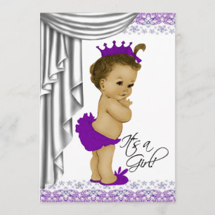 Sweet Baby Purple and Grey Baby Shower Invitation