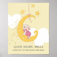 Sweet Baby Rabbit Moon Personalized Yellow