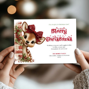 Sweet Baby Reindeer Watercolor Funny Greeting Card