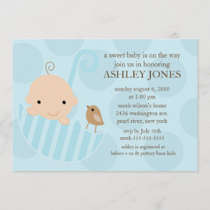 Sweet Baby Umbrella Boy  Baby Shower Invitation