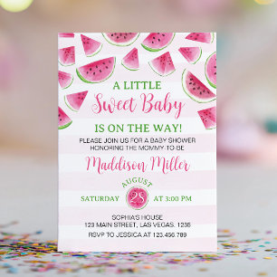 Sweet Baby Watermelon Pink Baby Shower Invitation