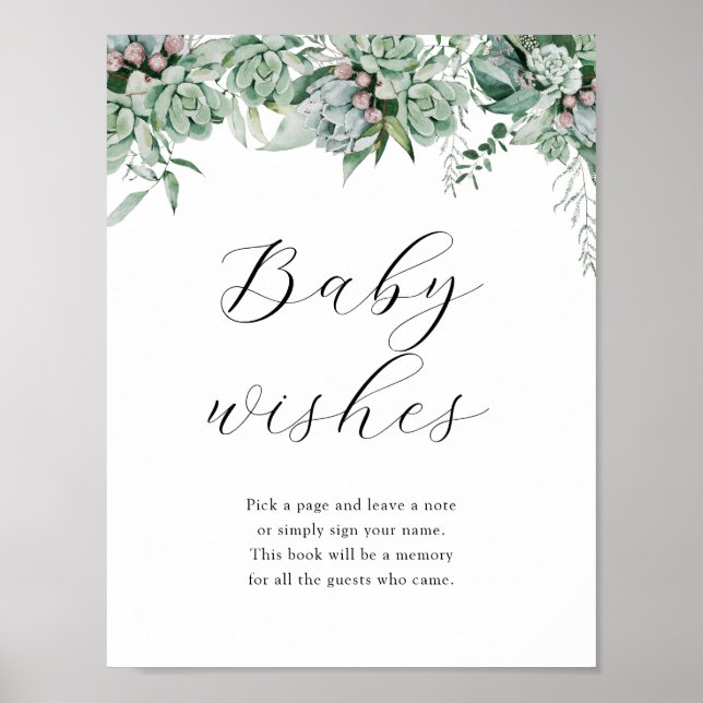 Sweet Baby Wishes Baby Shower Guestbook Sign (Front)