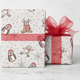 Sweet Babys First Christmas Winter Animals Wrapping Paper