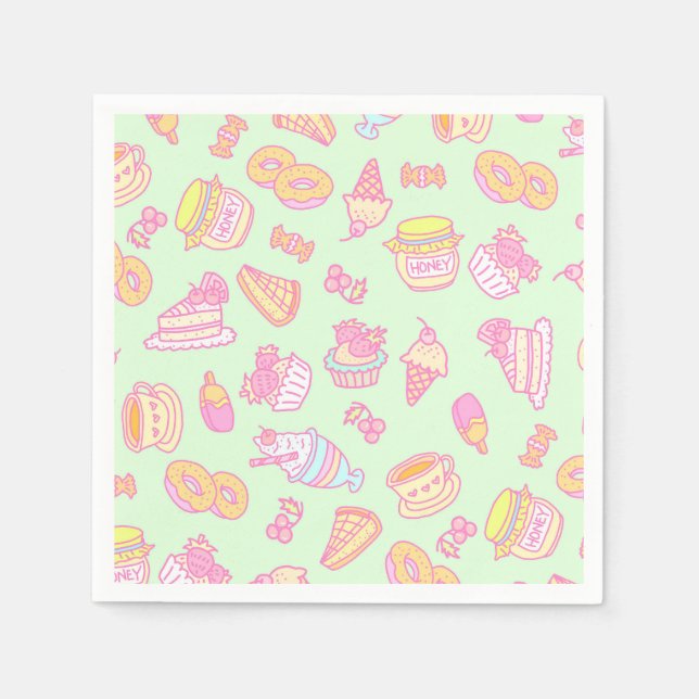 Sweet Bakery and Drinks Green Napkin (Front)