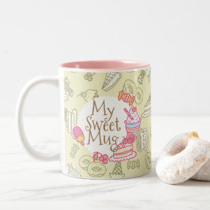 Sweet Bakery and Drinks Green Two-Tone Coffee Mug