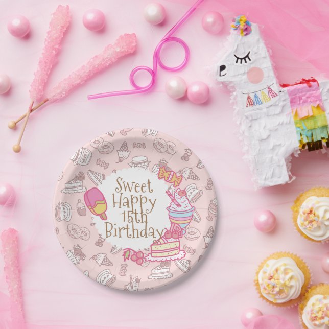 Sweet Bakery and Drinks Peach Paper Plate (Party)