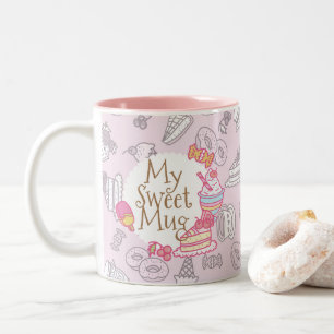 Sweet Bakery and Drinks Pink Two-Tone Coffee Mug