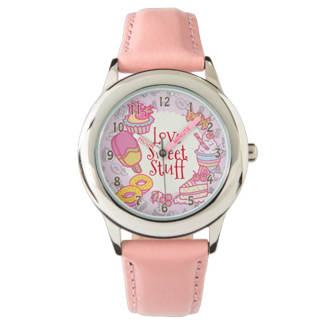 Sweet Bakery and Drinks Pink Watch (Front)