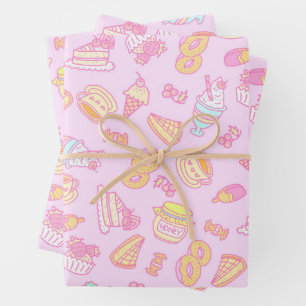 Sweet Bakery and Drinks Pink Wrapping Paper Sheet