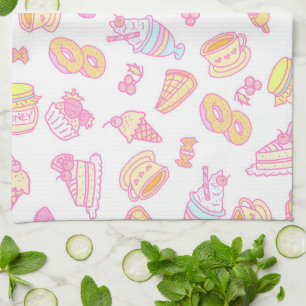 Sweet Bakery and Drinks White Tea Towel
