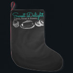 Sweet Bakery Chalkboard Professional Small Christmas Stocking<br><div class="desc">Sweet Bakery Chalkboard design. You can click customise further to change fonts and you can change places and size of drawings.</div>
