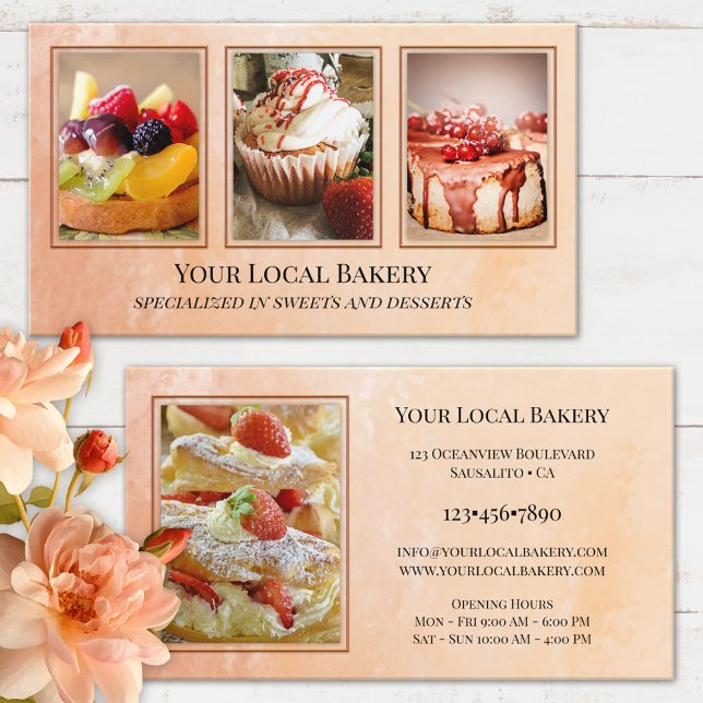 Sweet Bakery Dessert Photo Business Card (Creator Uploaded)