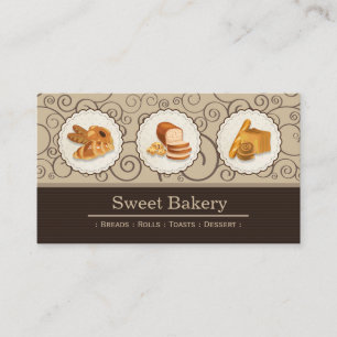 Sweet Bakery Shop - Breads Rolls Toasts Dessert Business Card