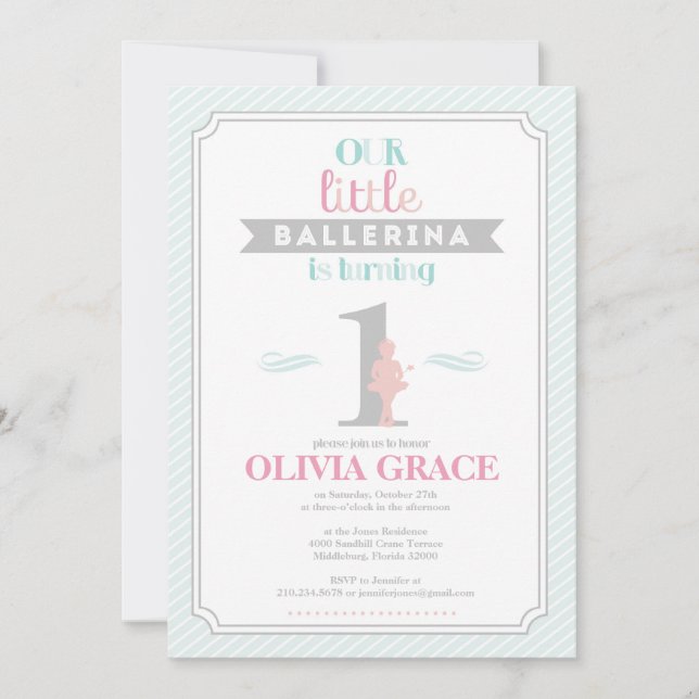 Sweet Ballerina Birthday Party Invitation (Front)