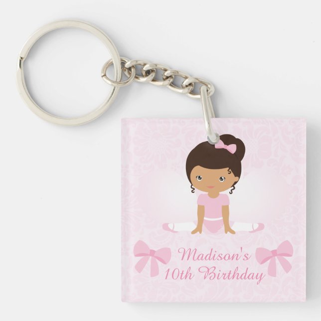 Sweet Ballerina Birthday Party Personalised Key Ring (Front)