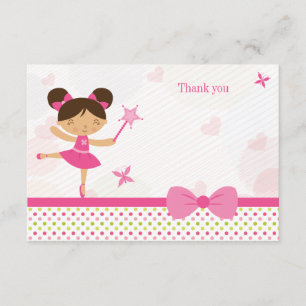 Sweet ballerina girl's birthday thank you card