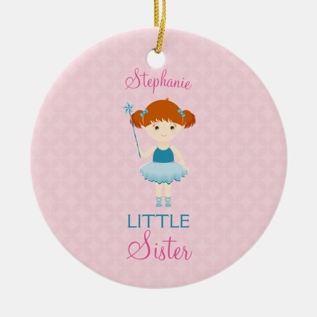 Sweet Ballerina Little Sister Ceramic Ornament (Front)