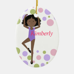 Sweet Ballerina Purple and Pink Ceramic Ornament