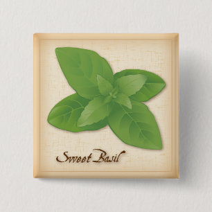 Sweet Basil Herb 15 Cm Square Badge