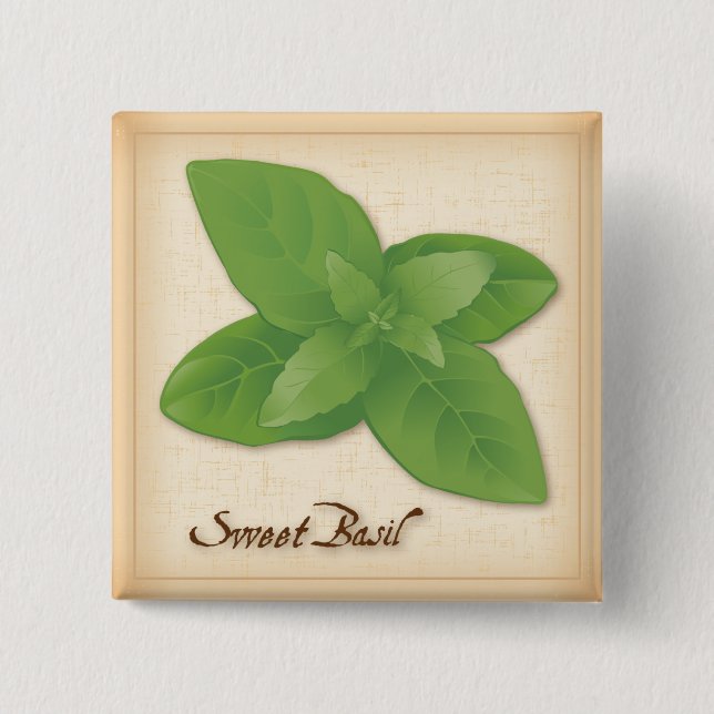 Sweet Basil Herb 15 Cm Square Badge (Front)