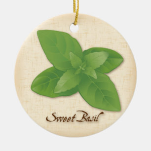 Sweet Basil Herb Ceramic Tree Decoration