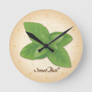 Sweet Basil Herb Round Clock