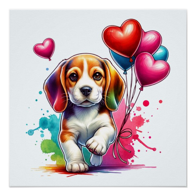 Sweet Beagle Pup Valentine Poster (Front)
