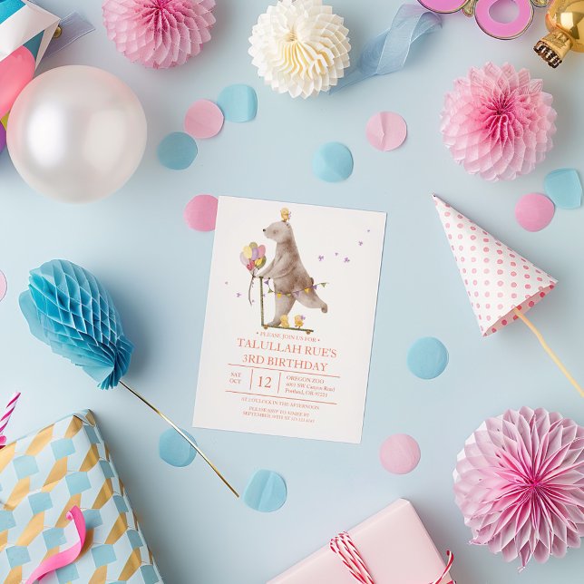 Sweet Bear Birthday Invitation (Creator Uploaded)