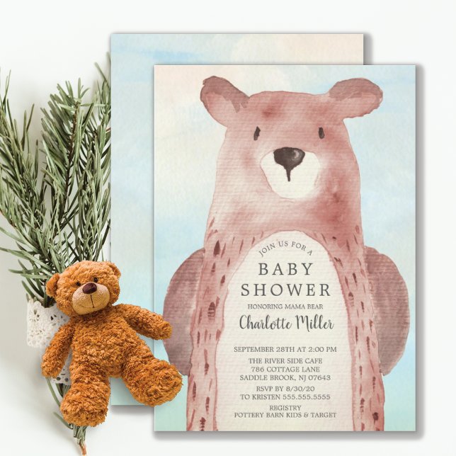 Sweet Bear Boys Baby Shower Invitation (Creator Uploaded)