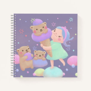 Sweet Bear Ice Cream Illustration Notebook