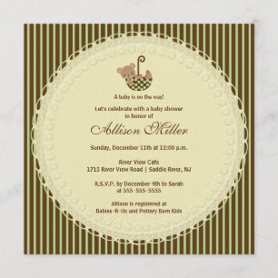 Sweet Bear Umbrella Baby Shower Invitation