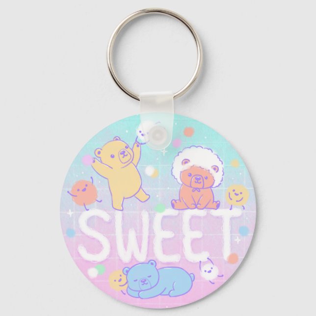 Sweet Bears with Fluffy Monsters Keychain (Front)
