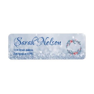 Sweet, Beautiful Blue Christmas Label Return Address Label