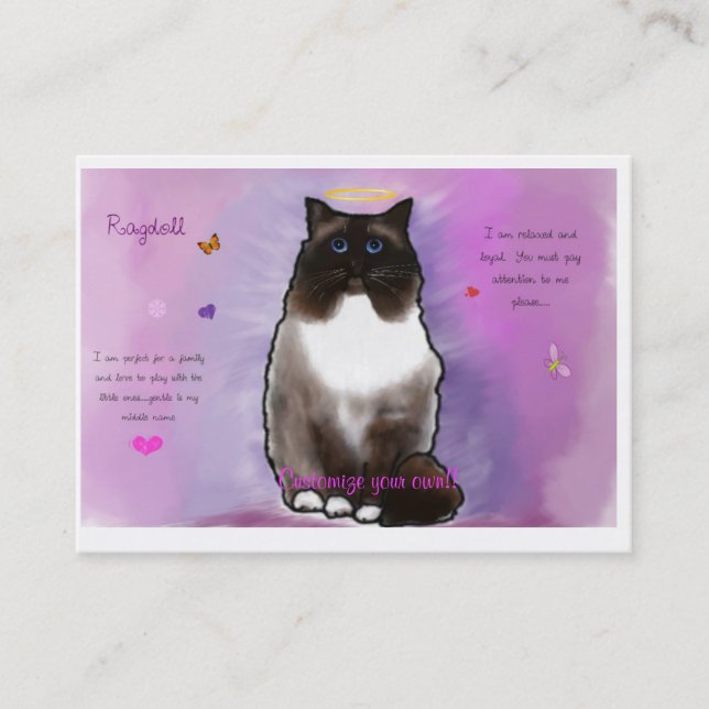 Sweet Beautiful Ragdoll Business Card (Front)